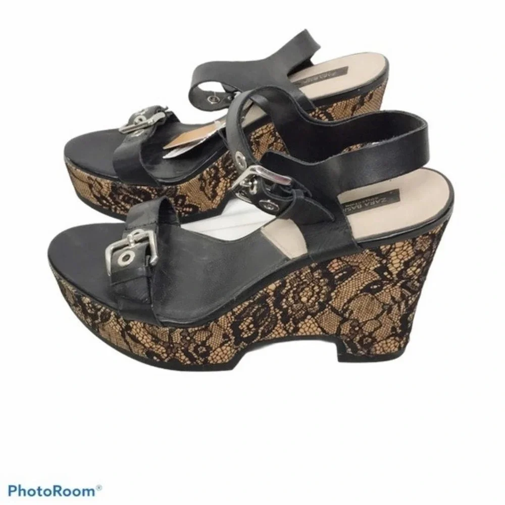 Zara Basic authentic leather wedges size EU 40